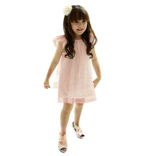 Baby Kid Girls Sleeveless One Piece Gauze Sequins Dress Party Tutu Dress 0-3Y UBY