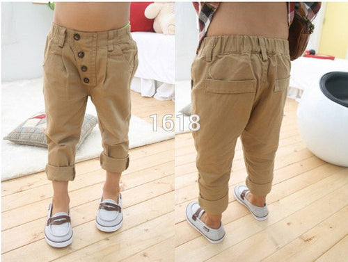 Baby Kids Boys Retro Clothes Khaki Casual Pants Straight Trousers 2-7Y Children Capris  UBY