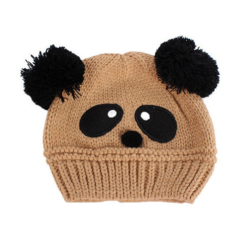 Baby Kids Cartoon Panda Ball Handmade Knitted Crochet Beanie Cap Winter Hat UBY