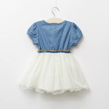 Baby Kids Girl Short Sleeve Denim Lace Dresses Tops White Guaze Children Tutu Dress Sundress 1-6Y  UBY