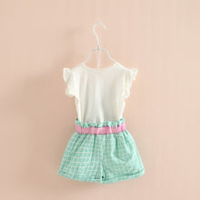 Baby Kids Girls Sleeveless Heart Bow Tops T ShirtPlaid Short Pants Outfits 2-6Y UBY