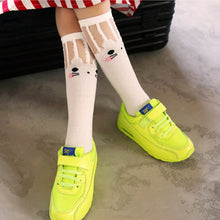 Baby Kids High Knee Socks School Cartoon Cat Lace Solid Stockings Leg Warmer For Girls UBY
