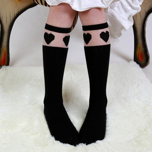 Baby Kids High Knee Socks School Cartoon Cat Lace Solid Stockings Leg Warmer For Girls UBY