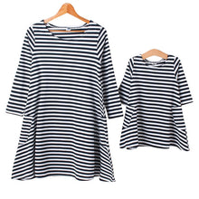 Baby  Mom Family Matching Outfits Dress Women Kids Pajamas Stripe Three Quater Sleeve Mother and Child Clothing UBY