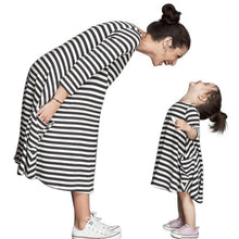 Baby  Mom Family Matching Outfits Dress Women Kids Pajamas Stripe Three Quater Sleeve Mother and Child Clothing UBY