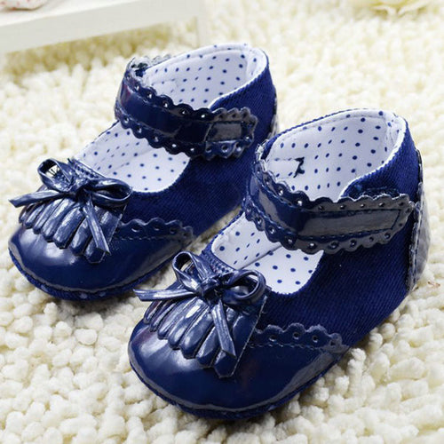 Baby Tassel Soft Sole Leather Shoes Infant Girl Toddler Bowknot Prewalker 0-18 MUBY