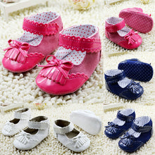 Baby Tassel Soft Sole Leather Shoes Infant Girl Toddler Bowknot Prewalker 0-18 MUBY