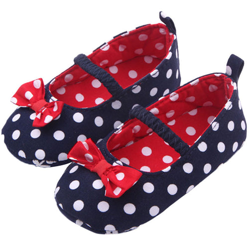 Baby Toddler Girls Princess Shoes Polka Dot Bowknot Soft Shoes 0-12 months M23 UBY