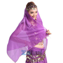 Belly Dance Face Veil Dancing Headpiece Chiffon Coins Head Scarf Shawl Headpiece UBY
