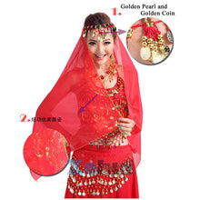 Belly Dance Face Veil Dancing Headpiece Chiffon Coins Head Scarf Shawl Headpiece UBY