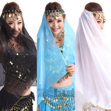 Belly Dance Face Veil Dancing Headpiece Chiffon Coins Head Scarf Shawl Headpiece UBY