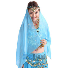 Belly Dance Face Veil Dancing Headpiece Chiffon Coins Head Scarf Shawl Headpiece UBY