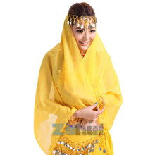 Belly Dance Face Veil Dancing Headpiece Chiffon Coins Head Scarf Shawl Headpiece UBY