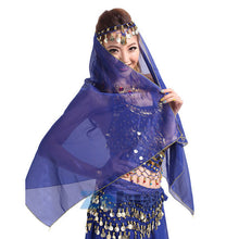Belly Dance Face Veil Dancing Headpiece Chiffon Coins Head Scarf Shawl Headpiece UBY