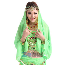 Belly Dance Face Veil Dancing Headpiece Chiffon Coins Head Scarf Shawl Headpiece UBY
