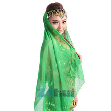 Belly Dance Face Veil Dancing Headpiece Chiffon Coins Head Scarf Shawl Headpiece UBY