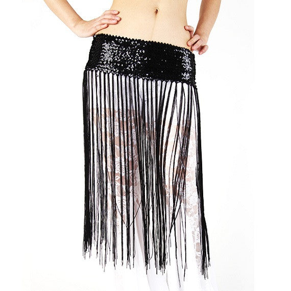 Belly oriental Dance Fringe Tassel Brilliant Hip Scarf sequined Skirt 5 colors UBY