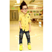 Boys Kids Button Down Dress Shirt Long Sleeve Casual Shirts Tops ClothesHT UBY