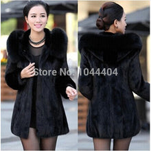 Brand Luxury Women Rabbit Fur Coat Fox Fur Collar Hooded Long Jacket Parka UBY
