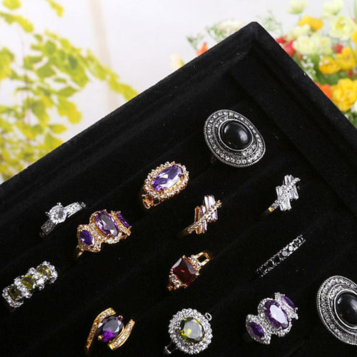 Bright Jewelry Showcase Velvet Earring Ring Display Tray Box Show Carrying Case  UBY