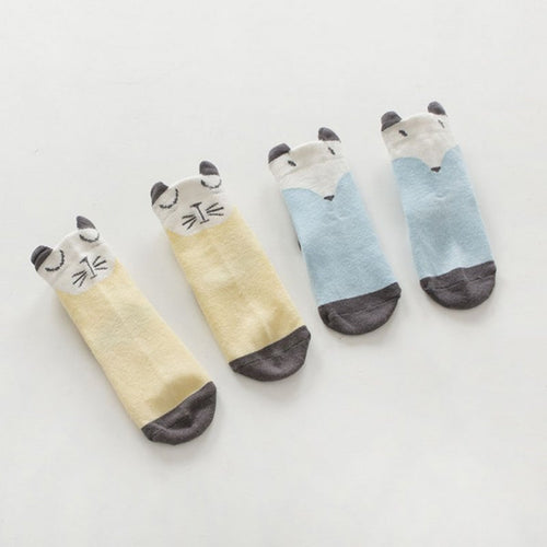 Cartoon born Cotton Fox Cat Printed Anti-slip Knee Socks Kids Baby Stockings 0-4Y Y2 UBY