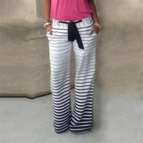 Casual Stretch Pants Wide Leg Long Loose Palazzo Trousers for Womens Lady UBY