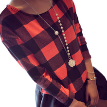 Casual Women O-Neck Long Sleeve Blouse Tee Shirt Short Plaid Checks Tops A99 UBY