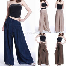 Casual Womens Elastic Waist Loose Long Culottes Wide Leg Pant Trouser Sweatpants UBY