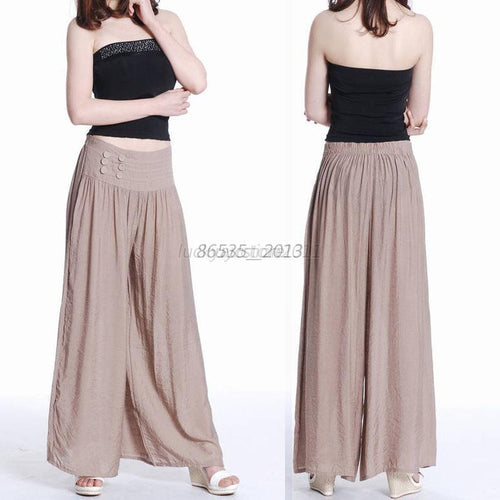 Casual Womens Elastic Waist Loose Long Culottes Wide Leg Pant Trouser Sweatpants UBY