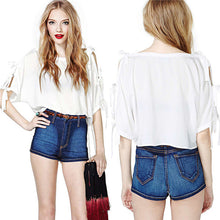 Chic Women Batwing Hollow Out Sleeve Shirt Sexy Chiffon White Blouses Tops Loose UBY