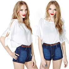 Chic Women Batwing Hollow Out Sleeve Shirt Sexy Chiffon White Blouses Tops Loose UBY