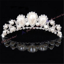 Chic Women Elegant Pearl Rhinestone inlay Crown Tiara Hair Comb Jewelry LKT0004 UBY