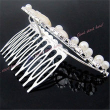 Chic Women Elegant Pearl Rhinestone inlay Crown Tiara Hair Comb Jewelry LKT0004 UBY