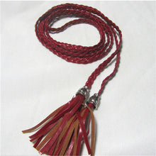 Chic Women PU Leather Tassel Fashion Ladies Braided Belt Self-Tie Thin Waist Rope Belt Woven Waistband UBY