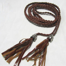 Chic Women PU Leather Tassel Fashion Ladies Braided Belt Self-Tie Thin Waist Rope Belt Woven Waistband UBY
