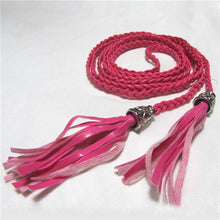 Chic Women PU Leather Tassel Fashion Ladies Braided Belt Self-Tie Thin Waist Rope Belt Woven Waistband UBY