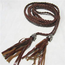 Chic Women PU Leather Tassel Fashion Ladies Braided Belt Self-Tie Thin Waist Rope Belt Woven Waistband UBY
