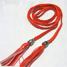 Chic Women PU Leather Tassel Fashion Ladies Braided Belt Self-Tie Thin Waist Rope Belt Woven Waistband UBY