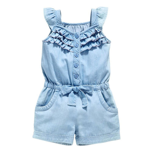 Children Clothing Spring Summer Autumn Girls Denim Overalls Blue Jean Overalls For Kids Girls Rompers 0-5Y UBY