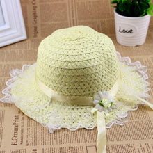 Children Kids Baby Girls Lace Flower Brim Summer Beach Sun Straw Visor Hat Cap 2-6Y UBY