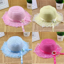 Children Kids Baby Girls Lace Flower Brim Summer Beach Sun Straw Visor Hat Cap 2-6Y UBY