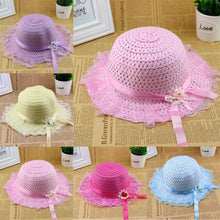 Children Kids Baby Girls Lace Flower Brim Summer Beach Sun Straw Visor Hat Cap 2-6Y UBY