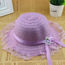 Children Kids Baby Girls Lace Flower Brim Summer Beach Sun Straw Visor Hat Cap 2-6Y UBY