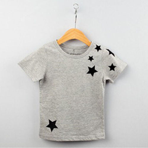 Children Kids Boys Korean Version Star Pattern Short-Sleeved Cotton T-shirt 2-7Y UBY