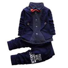 Children's Clothing Sets Baby Boy Gentleman Bow Tie Fake T-shirt Coat  Pants 2pcss Suits Kids Tracksuit Set UBY
