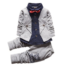 Children's Clothing Sets Baby Boy Gentleman Bow Tie Fake T-shirt Coat  Pants 2pcss Suits Kids Tracksuit Set UBY