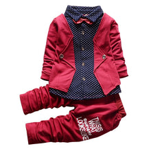 Children's Clothing Sets Baby Boy Gentleman Bow Tie Fake T-shirt Coat  Pants 2pcss Suits Kids Tracksuit Set UBY