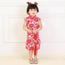 Chinese Traditional Style Kids Children Baby Girls Cotton Floral Mid-Calf Chi-pao Dress Summer Dressing UBY