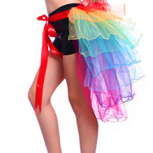 Colorful Adult Dancing Tutu Layered Organza Lace up Party Rainbow Skirt ClubwearUBY