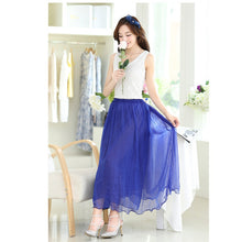 Colorful Women's Tulle Skirt Elastic Waist Silk Chiffon Pleated Long PY3 UBY